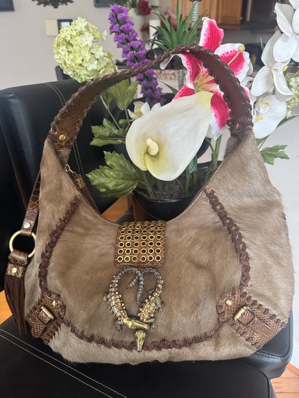 Sharif sTUDIO animal hair HOBO bag (30000
